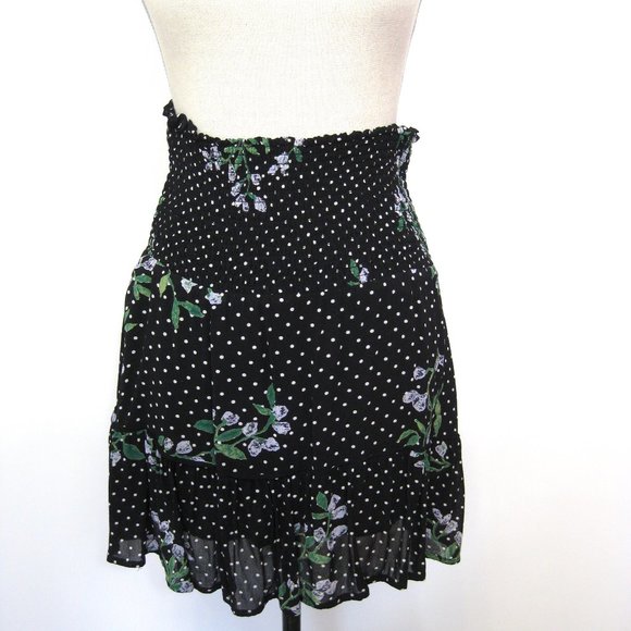 Ganni Rometty Black Floral Georgette Mini Skirt 36 - Picture 8 of 14